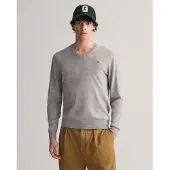 Gant pour homme. 87212 Pull gris à col en V (XL), Casuel, Laine