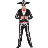 Atosa Mexican Skeleton Costume Multicolore M-L Enfants