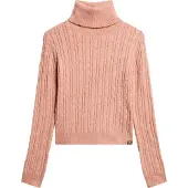 Superdry Fitted Cable High Neck Sweater Rose XL Femme