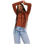 Jack & Jones Taya Ribbed Sweater Marron S Femme