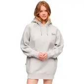 Superdry Dames Gris Clair Robe Essential Sweat a Capuche, Taille: 38-40