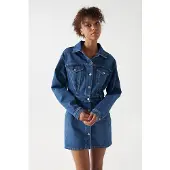 Salsa Jeans 21007206 Long Sleeve Short Dress Bleu S Femme