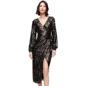Superdry Robe Midi à Manches Longues Sequin Wrap