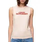 Superdry Sport Luxe Graphic Fitted Sleeveless T-shirt Beige 2XS Femme