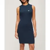 Superdry Rib Bodycon Sleeveless Short Dress Bleu 2XS Femme