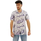 Superdry pour homme. M4010810A Chemise en lin imprimé blanc (XXL), Casuel, Manche courte
