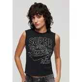 Superdry Retro Embellished Sleeveless T-shirt Noir L Femme