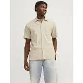 Jack & Jones Mykonos Plisse Short Sleeve Shirt Beige XL Homme
