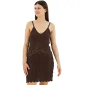 Superdry Crochet Cami Sleeveless Short Dress Marron XS Femme