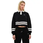Ellesse Sombra Cropped Long Sleeve Polo Noir S Femme