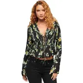 Superdry 70s Pleated Long Sleeve Blouse Noir L Femme