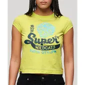 Superdry Varsity Burnout Cap Short Sleeve T-shirt Jaune 2XS Femme