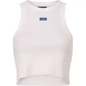 HUGO Débardeur court en coton stretch avec étiquette logo bleue
