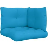 vidaXL Coussins de palette lot de 3 bleu tissu