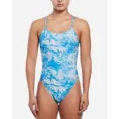 Nike Cutout Hydrastrong Multi Print Swimsuit Bleu US 26 Femme