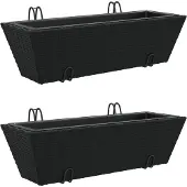 vidaXL Jardinières avec crochets 2 pcs noir résine tressée