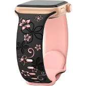 Cover-Discount Apple Watch 42/41/40mm - Bracelet de remplacement en silicone Floral (Silicone), Sangles de montre, Noir