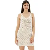 Superdry Crochet Cami Sleeveless Short Dress Beige XS Femme