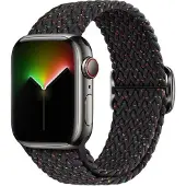 Cover-Discount Apple Watch 42/41/40mm - Bracelet de remplacement en tissu nylon tressé (Nylon), Sangles de montre, Noir