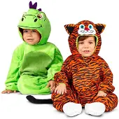 MOM Reversible Dragon-tiger Baby Costume Vert 7-12 Months Enfants
