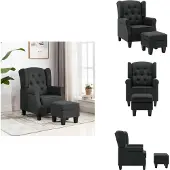 vidaXL Fauteuil avec repose-pieds Tissu gris foncé - Fauteuil