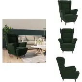 vidaXL Fauteuil vert foncé velours - fauteuil