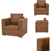 vidaXL Fauteuil marron aspect daim - fauteuil
