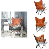 vidaXL Fauteuil Butterfly Marron Cuir véritable - Fauteuil