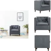 vidaXL Fauteuil Gris Tissu - Fauteuil