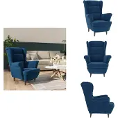 vidaXL Fauteuil en velours bleu - Fauteuil