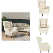 vidaXL Fauteuil blanc crème velours - Fauteuil