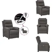 vidaXL Fauteuil Relax Electrique Tissu Gris Foncé - Fauteuil