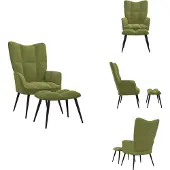 vidaXL Fauteuil relax avec pouf vert clair velours - fauteuil