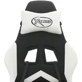 vidaXL Chaise de jeu avec repose-pieds noir et blanc similicuir
