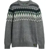 Superdry Pull-over gris / vert foncé / noir / blanc