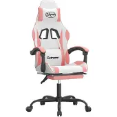 vidaXL Chaise de jeu avec repose-pieds Blanc et rose Similicuir