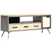 vidaXL Armoire TV en bois massif de manguier et acier 120x30x45 cm