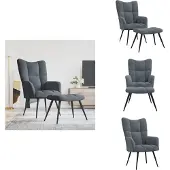 vidaXL Fauteuil relax avec pouf gris foncé velours - fauteuil