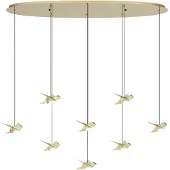 Eglo Suspension 8 lumières, modèle Paratebueno, finition laiton