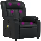vidaXL Fauteuil de massage noir similicuir