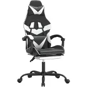 vidaXL Chaise de jeu avec repose-pieds noir et blanc similicuir