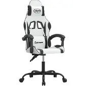 vidaXL Chaise de jeu pivotante Blanc et noir Similicuir