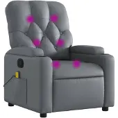 vidaXL Fauteuil de massage Gris Similicuir