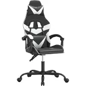 vidaXL Chaise de jeu pivotante noir et blanc similicuir