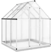 vidaXL Serre avec cadre de fondation argenté 169x169x202 Aluminimum