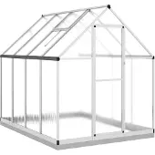 vidaXL Serre avec cadre de fondation argent 224x169x202cm Aluminimum
