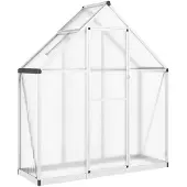 vidaXL Serre avec cadre de fondation argenté 169x58x195cm Aluminimum