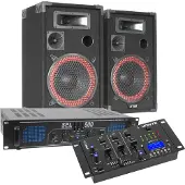 Complete Komplette Bluetooth DJ Sound Installation 500W, Haut-parleur PA, Noir