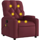 vidaXL Fauteuil de massage vin rouge tissu