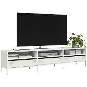 vidaXL Armoire TV blanc 202x39x43,5 cm Acier laminé à froid